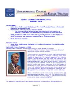 GLOBAL COOPERATION NEWSLETTER JANUARY 2014 In this issue:  