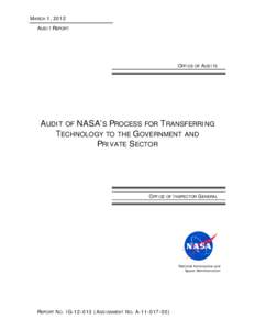 MARCH 1, 2012 AUDIT REPORT OFFICE OF AUDITS  AUDIT OF NASA’S PROCESS FOR TRANSFERRING