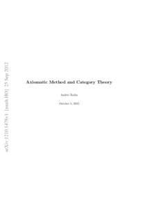 arXiv:1210.1478v1 [math.HO] 25 Sep[removed]Axiomatic Method and Category Theory