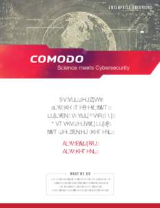 ENTERPRISE SOLUTIONS  No one can stop zero-day malware from entering your network, but Comodo can prevent it