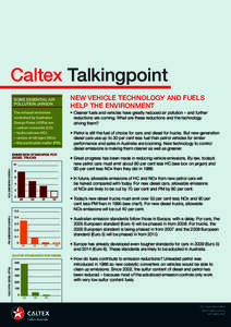 Caltex Talkingpoint New vehicle technology and fuels help the environment Some essential air pollution jargon
