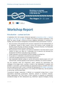 Workshop on Strategic Cooperation on Blue Growth in the North Sea Workshop	Report	 Introduction – context and aim