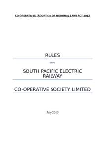 CO-OPERATIVES (ADOPTION OF NATIONAL LAW) ACTRULES Of The  SOUTH PACIFIC ELECTRIC