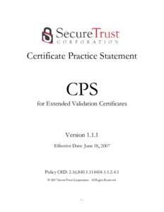 Certificate Practice Statement  CPS for Extended Validation Certificates  Version 1.1.1