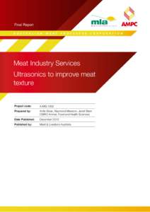 Final Report Meat Industry Services Ultrasonics to improve meat