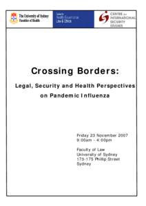 Crossing Borders: Legal, Security and Health Perspectives on Pandemic Influenza