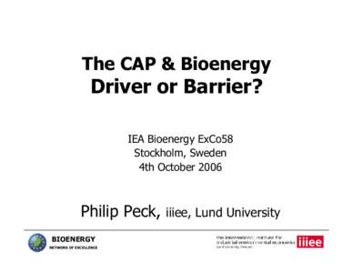 Microsoft PowerPoint - IEA ExC0 58 Bioenergy_CAP Peck_4.10.06
