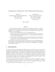 A Qualitative Calculus for Three-Dimensional Rotations Azam Asl Department of Computer Engineering NYU Polytechnic [removed]
