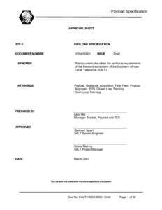 Payload Specification  APPROVAL SHEET TITLE