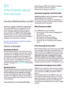01  Information about the services . How does SMSGlobal deliver my SMS?