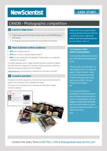 CASE STUDY  CANON – Photographic competition Canon’s objectives  “Media which encouraged debate