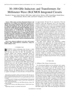 IEEE TRANSACTIONS ON MICROWAVE THEORY AND TECHNIQUES, VOL. 53, NO. 1, JANUARY–100-GHz Inductors and Transformers for Millimeter-Wave (Bi)CMOS Integrated Circuits