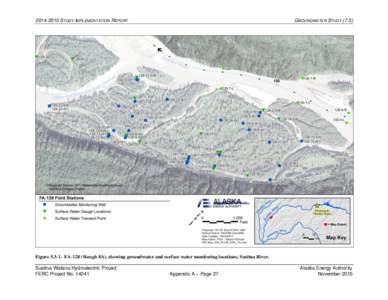 STUDY IMPLEMENTATION REPORT  GROUNDWATER STUDYFigureFA-128 (Slough 8A), showing groundwater and surface water monitoring locations, Susitna River. Susitna-Watana Hydroelectric Project