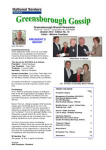 Greensborough Branch Newsletter Branch NoIncorporation No. A0044936A  OctoberEdition No. 10