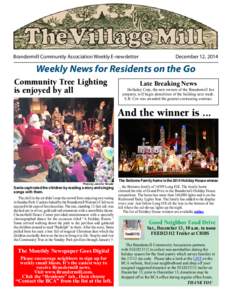 Brandermill Community Association Weekly E-newsletter  December 12, 2014 Weekly News for Residents on the Go Community Tree Lighting
