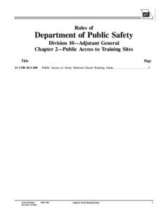 Rules of  Department of Public Safety Division 10—Adjutant General Chapter 2—Public Access to Training Sites Title