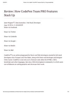 Review: How CodePen Team PRO Features Stack Up | ProgrammableWeb Review: How CodePen Team PRO Features Stack Up