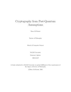 Homomorphic encryption / Post-quantum cryptography / Learning with errors / Quantum computer / Zero-knowledge proof / Public-key cryptography / RSA / Random self-reducibility / Oblivious transfer / Cryptography / Lattice-based cryptography / Lattice problem