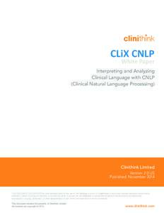 CLiX CNLP White Paper Interpreting and Analyzing Clinical Language with CNLP (Clinical Natural Language Processing)