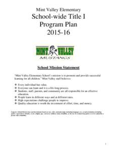 Mint Valley Elementary  School-wide Title I Program Plan