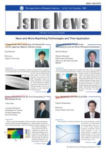 ISSNThe Japan Society of Mechanical Engineers Vol.16, No.2 DecemberURL http://www.jsme.or.jp/English