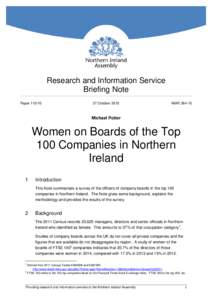 Women on Boards of the Top 100 Companies in Northern Ireland