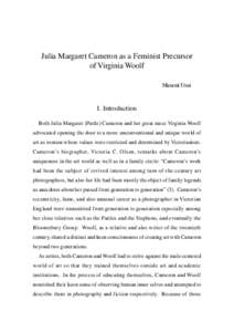 Julia Margaret Cameron as a Feminist Precursor of Virginia Woolf  59 Julia Margaret Cameron as a Feminist Precursor of Virginia Woolf