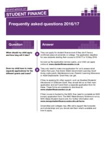 sound advice on  STUDENT FINANCE Frequently asked questionsQuestion