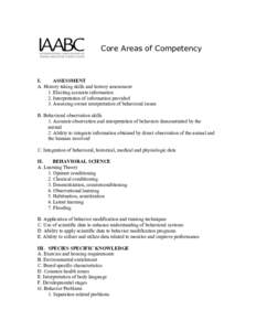 Core Areas of Competency  I. ASSESSMENT A. History taking skills and history assessment 1. Eliciting accurate information