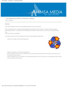 Ahimsa Media - For Educators - The Greenhouse Effect
