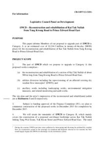 CB[removed])  For information Legislative Council Panel on Development 159CD – Reconstruction and rehabilitation of Kai Tak Nullah