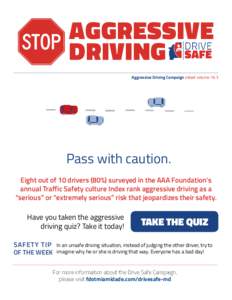 AGGRESSIVE Aggressive Driving Tip DRIVING Aggressive Driving Campaign eblast volume 16.3