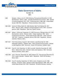 Reference Series  State Governors of Idaho