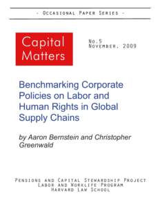 - Occasional Paper Series -  No.5 November, 2009  Benchmarking Corporate
