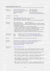 Zhaosheng FENG (Short CV) Contact Information School of Math & Stat Sciences University of Texas-Rio Grande Valley