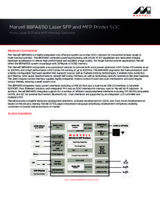 Marvell 88PA6110 Laser SFP and MFP Printer SOC Mono Laser SFP and MFP Printing Controller PRODUCT OVERVIEW The Marvell® 88PA6110 is a highly-integrated cost effective system-on-a-chip (SOC) solution for monochrome laser