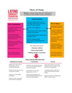 Theory of Change Mission: to build a better future for California by investing in Latino children, youth, and families. STRATEGIES Our Assumptions