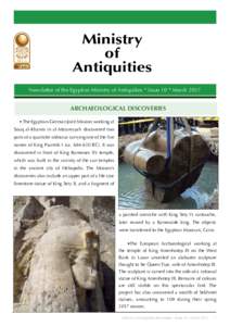Ministry of Antiquities Newsletter of the Egyptian Ministry of Antiquities * Issue 10 * MarchArchaeological Discoveries