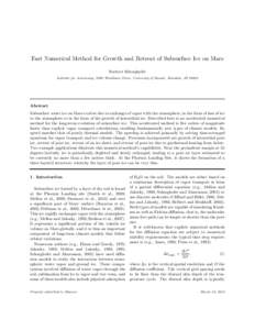 Fast Numerical Method for Growth and Retreat of Subsurface Ice on Mars Norbert Schorghofer Institute for Astronomy, 2680 Woodlawn Drive, University of Hawaii, Honolulu, HI[removed]Abstract Subsurface water ice on Mars evol
