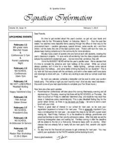 St. Ignatius School  Ignatian Information Volume 20, Issue 19  February 7, 2014