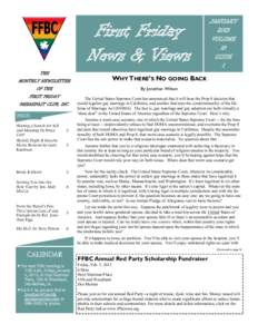 First Friday News & Views THE MONTHLY NEWSLETTER  WHY THERE’S NO GOING BACK