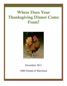 Where Does Your Thanksgiving Dinner Come From? November, Friends of Maryland