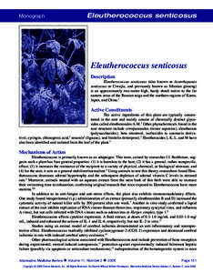 Eleutherococcus senticosus Monograph