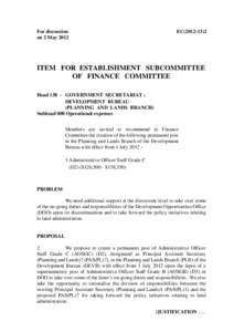 For discussion on 2 May 2012 EC[removed]ITEM FOR ESTABLISHMENT SUBCOMMITTEE