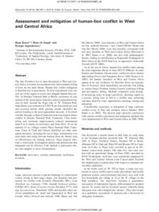 AUTHOR’S COPY | AUTORENEXEMPLAR  Article in press - uncorrected proof Mammalia): 363–367  2010 by Walter de Gruyter • Berlin • New York. DOIMAMMAssessment and mitigation of human-lio