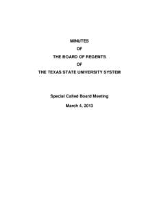 MINUTES OF THE BOARD OF REGENTS OF THE TEXAS STATE UNIVERSITY SYSTEM