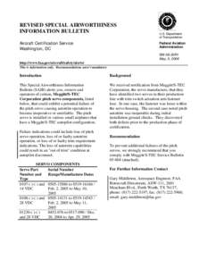 REVISED SPECIAL AIRWORTHINESS INFORMATION BULLETIN Aircraft Certification Service Washington, DC  U.S. Department