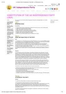 Constitution of the UK Independence Party (UKIP) - UK Independence Party Search the site... GET INVOLVED