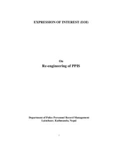 EXPRESSION OF INTEREST (EOI)  On Re-engineering of PPIS