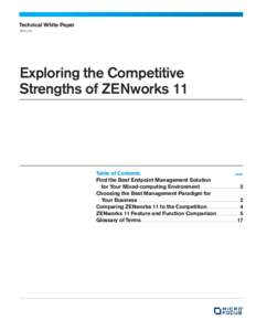 Technical White Paper ZENworks Exploring the Competitive Strengths of ZENworks 11